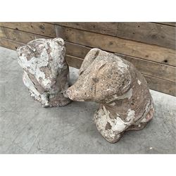 Pair painted stone pigs 
