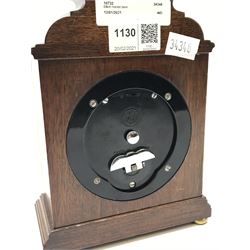 Small late 20th century mahogany cased mantel clock by 'Elliot', H22cm (including handle)