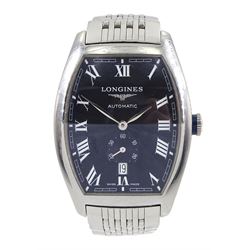 Longines Evidenza gentleman's automatic stainless steel bracelet wristwatch, model No. L2. 642. 4, serial No. 31418432, boxed with additional links 