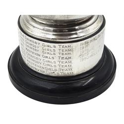 Edwardian silver trophy cup by Mappin & Webb Ltd London 1900, approx 8oz (inc metal screw) on bakelite stand