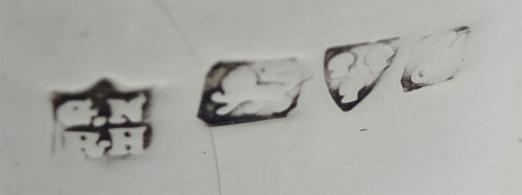 Edwardian silver christening mug by George Nathan & Ridley Hayes, Chester 1909, two silver mustard spoons markers mark P.W, Dublin 1846, six silver napkin rings, silver pierced and engraved picking fork and other flatware, all hallmarked, approx 13.8oz