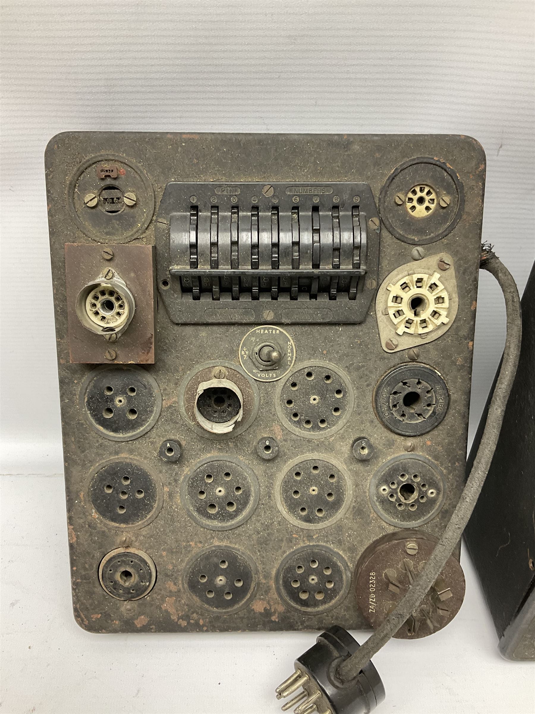 AVO valve tester, British Patent 480752 by the Automatic Coil Winder & Electrical Equipment Co Ltd, together with 16-type plug board with connecting lead, AVO wide range signal generator with original instruction manural and AVO multimeters mk2 and mk4 etc