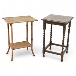 Early 20th century mahogany side table; with bedside cabinet, shaped rectangular top on ba...