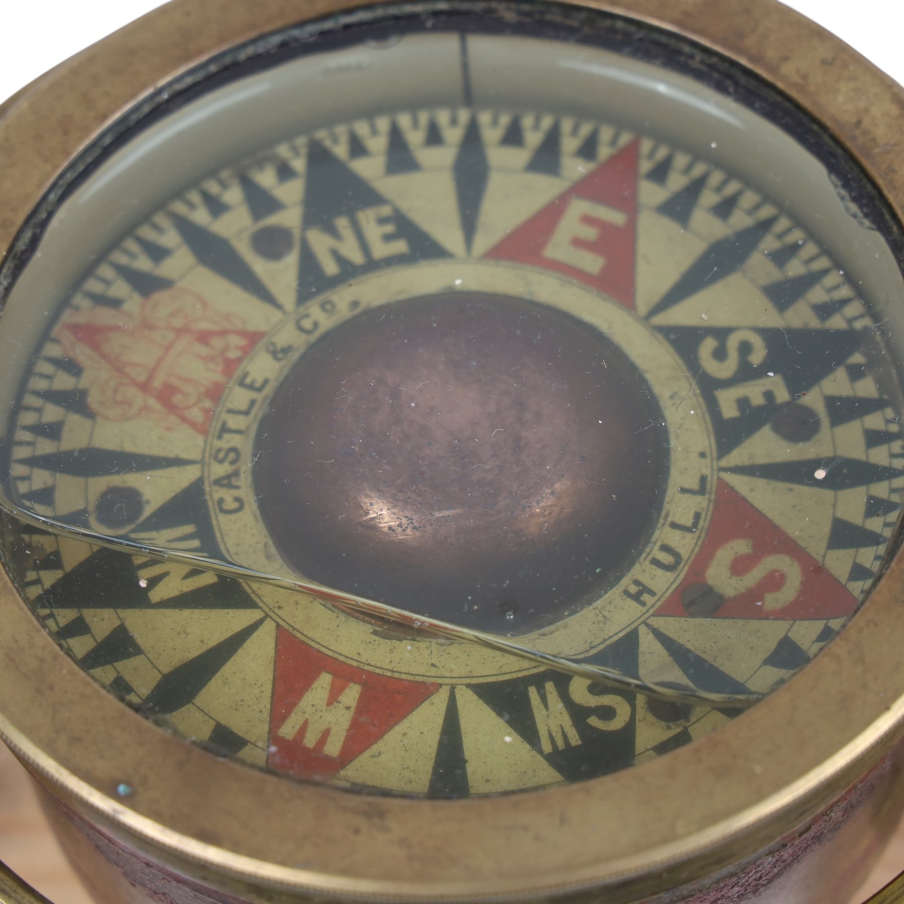 Three-draw telescope by Bailey Birmingham with in-built sun visor, together with a Britains Pride sailor door stop, Castle & Co gimbal compass, HMS Ark Royal plaque and 1992 presentation plaque to the Admiral of the Humber from the HMS Iron Duke
