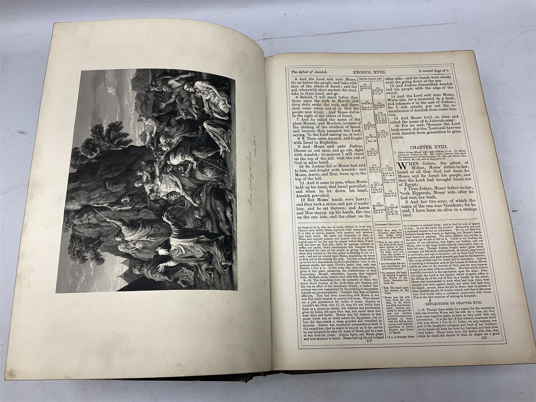 Victorian The Family Devotional Bible, by Rev Matthew Henry, pub. London and New York, The London Printing & Publishing Co, circa 1860, with steel engraving plates and gilt edges, L35cm