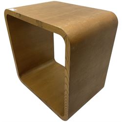 1950s oak stand or side table, cube form with rounded corners 