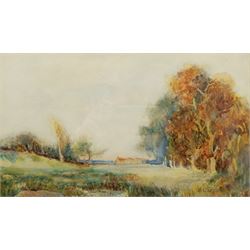 S L Turnbull (British early 20th century): 'A View on Wadsley Common Sheffield', watercolour signed, titled verso; Ken Bell (British Contemporary): Reclining Nude, watercolour signed; R Carmichael: 'The Chapel of the English Convent Bruges', watercolour signed, titled verso; together with two landscape watercolour vignettes indistinctly signed, max 49cm x 65cm (5)