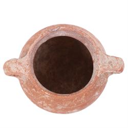 Second Israelite period terracotta twin handled cooking pot, H12cm
