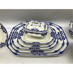 Burgess and Leigh Middleport pottery dinner wares decorated in the ‘Milford’ pattern, to include lidded tureens, graduated meat plates, dinner plates etc 