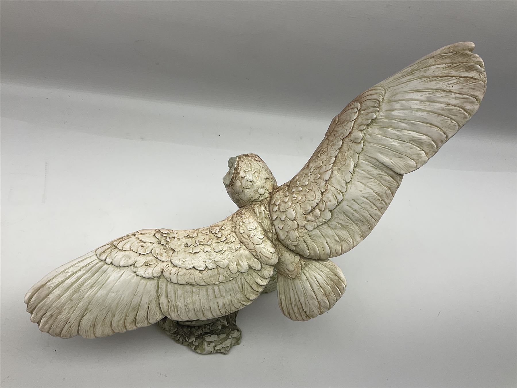 Border Fine Arts figure Barn Owl in Flight B1532, boxed with certificate, together with Country Artists figure Tawny Owl with Honeysuckle CA441, tallest H31.5cm