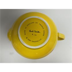 Limited edition Beatles Yellow Submarine teapot, designed by Paul Smith and made for Thomas Goode, 4/200, together with matching egg cups, 25/200, both in original boxes. 