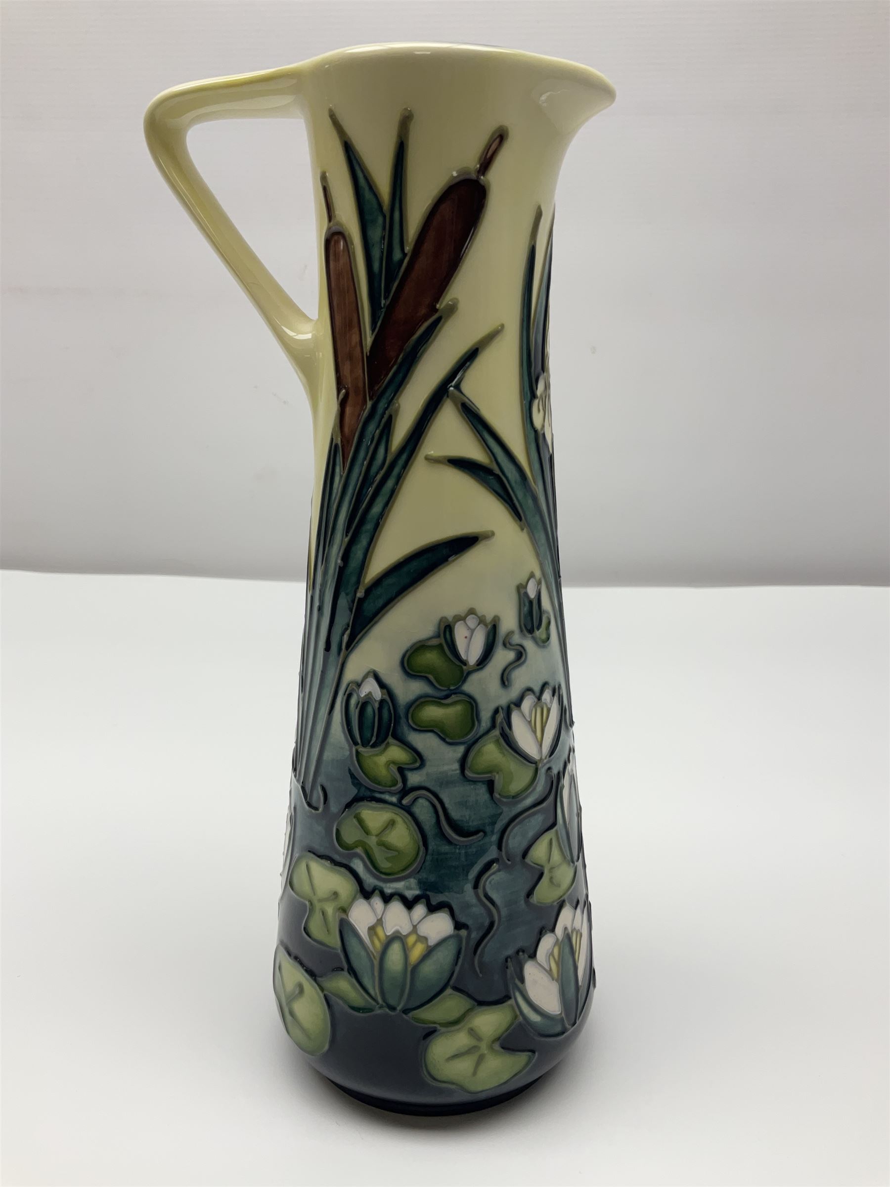 Moorcroft jug, decorated in Bulrush and Water Lily pattern, with printed marks beneath, H24cm