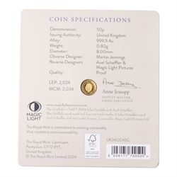 The Royal Mint United Kingdom 2024 'The Gruffalo's Child' 1/40 ounce fine gold proof fifty pence coin, on card