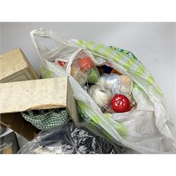 A quantity of lace making equipment, to include pillows, wooden bobbins, boxed bobbin winder, books, etc. 