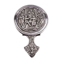 Continental silver hand mirror, stamped 90