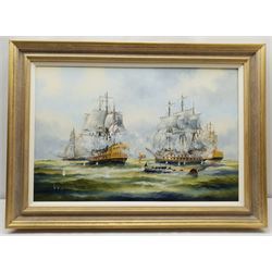 Ken Hammond (British 1948-): The Battle of Trafalgar, oil on canvas signed 49cm x 74cm