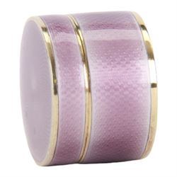 Small early 20th century silver gilt and lilac guilloche enamel box, of cylindrical form, the cover lifting to reveal a gilt interior, hallmarked Asprey & Co Ltd, London 1910, H2.5cm D4cm