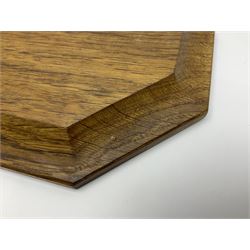 Mouseman - oak octagonal chopping board or teapot stand, moulded edge carved with mouse signature, by the workshop of Robert Thompson, Kilburn