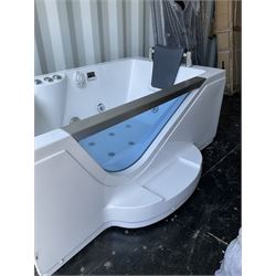 Jacuzzi bath with surround glass panels, sliding doors and ceiling mounted shower head panel - THIS LOT IS TO BE COLLECTED BY APPOINTMENT FROM DUGGLEBY STORAGE, GREAT HILL, EASTFIELD, SCARBOROUGH, YO11 3TX