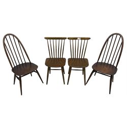 Ercol - pair of elm and beech 'Windsor' hoop and stick back chairs; Drevounia - pair of mid-20th century beech stick back chairs (4)