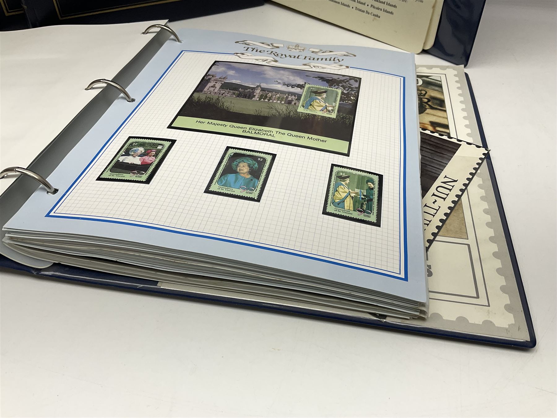 Commemorative stamps mostly relating to the Royal Family and Royal events, including Grenadines of St Vincent, Cayman Islands, Sierra Leone etc, housed in five 'The Royal Family' ring binder albums