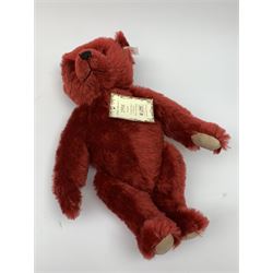 Steiff limited edition 'British Collector's 1998 Teddy Bear' in burgundy with growler mechanism, No.1389/3000, H16