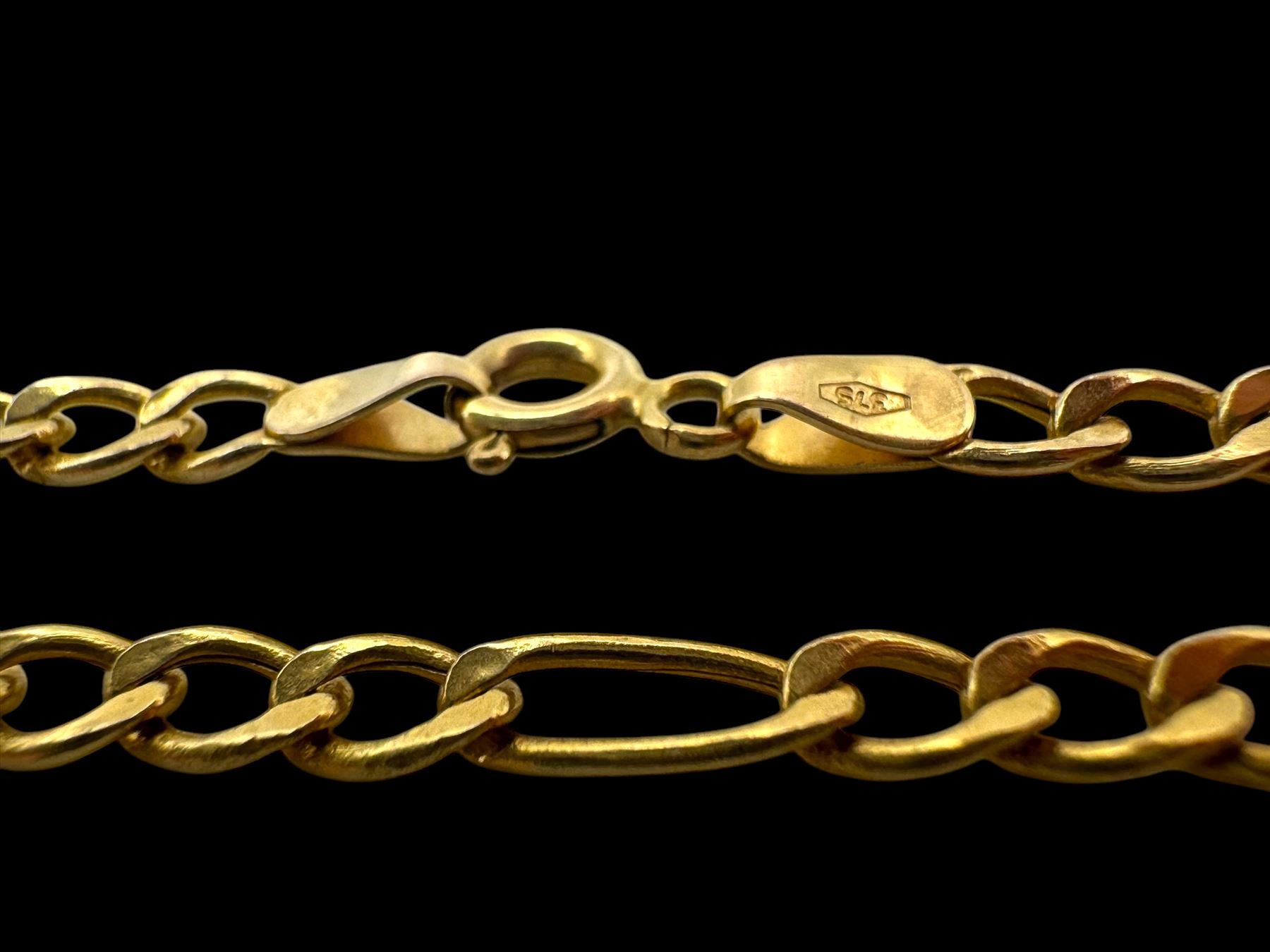 9ct gold amethyst glass spinner pendant, on 9ct gold chain necklace, both hallmarked