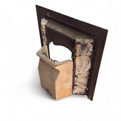 Art Nouveau Cast Iron Fire Surround and fire brick, with floral design tiles inlayed,