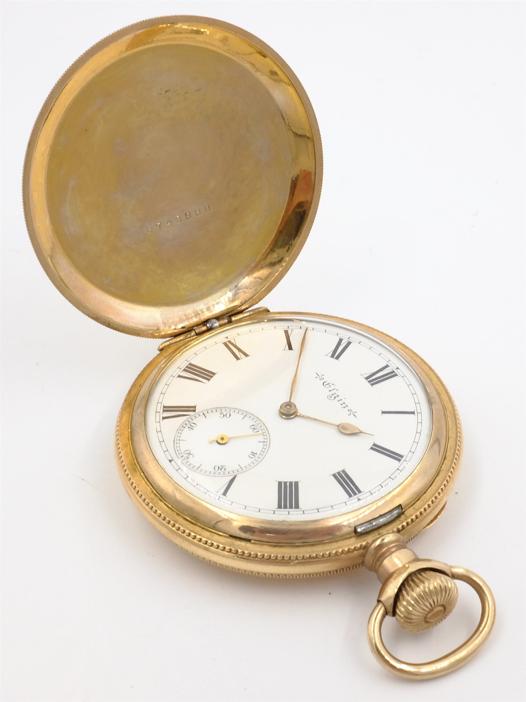 Goldplated pocket watch by Waltham, goldplated pocket watch by H. Lee