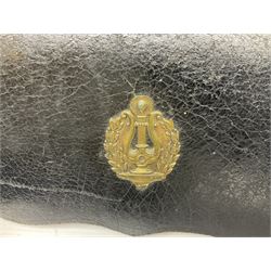 French 2nd Empire Musicians leather pouch and strap, with brass badges to pouch and strap, Crimea period c1854 L21cm