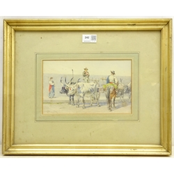  Italian School (19th/20th century): Ox Carts, watercolour indistinctly signed 14cm x 24cm  