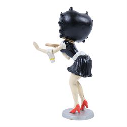 Cast-iron figure, modelled as Betty Boop in waitress clothing and carrying a tray, upon a silver plaque, H31cm