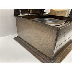 Columbia Grafonola tabletop hornless gramophone, with detachable winding handle, together with a collection of records 