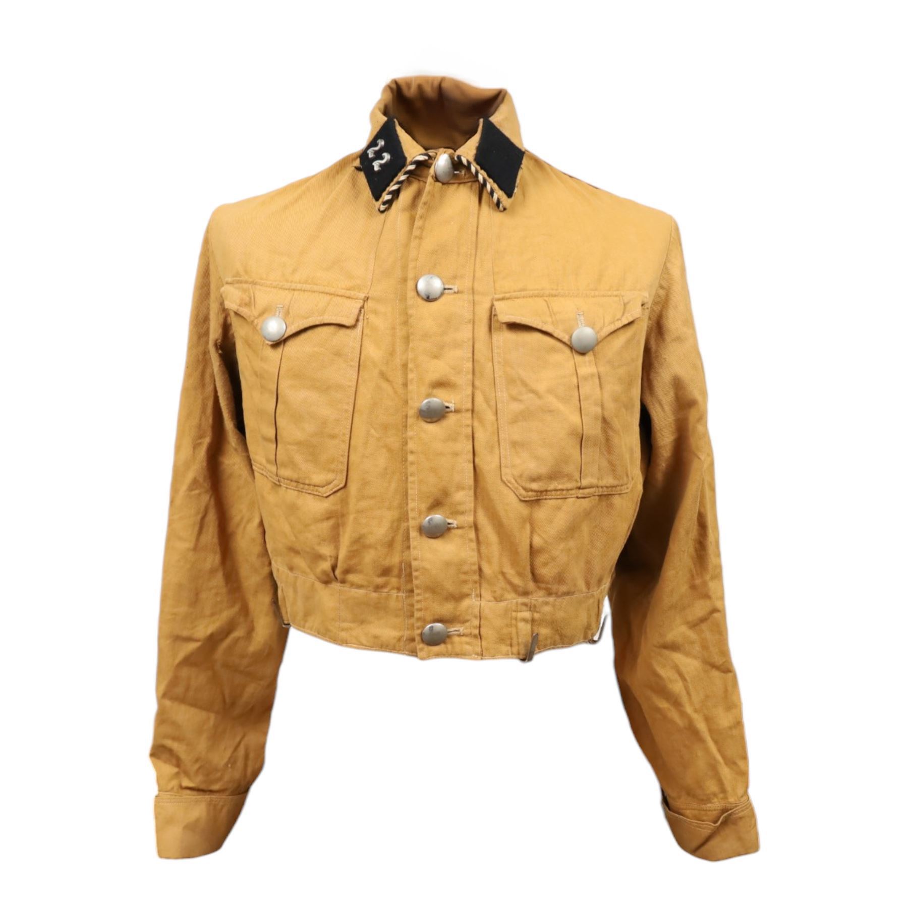 SA Brownshirt, light-brown, five-button front, two patch pockets with scalloped flaps and pleats, turn-back cuffs, fall down collar