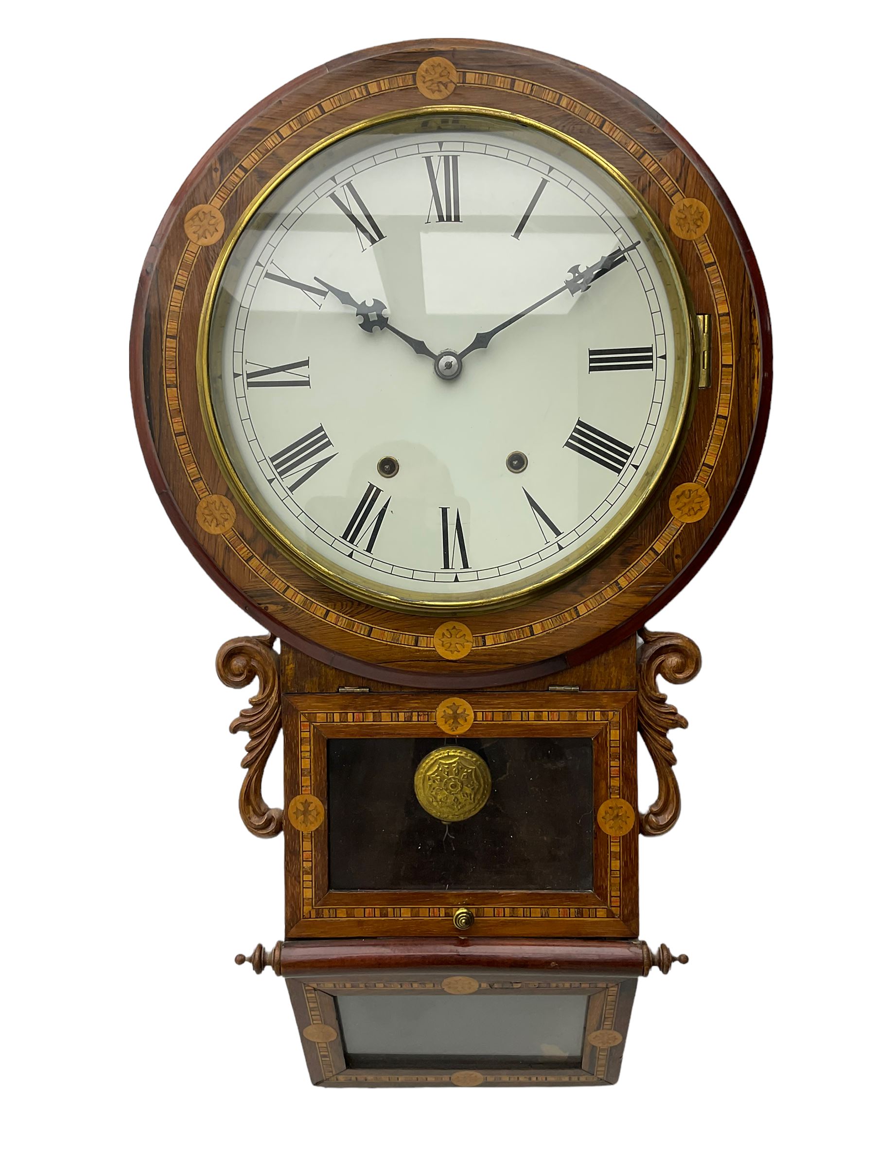 An American 'New Haven' late19th century wall clock in a Rosewood case