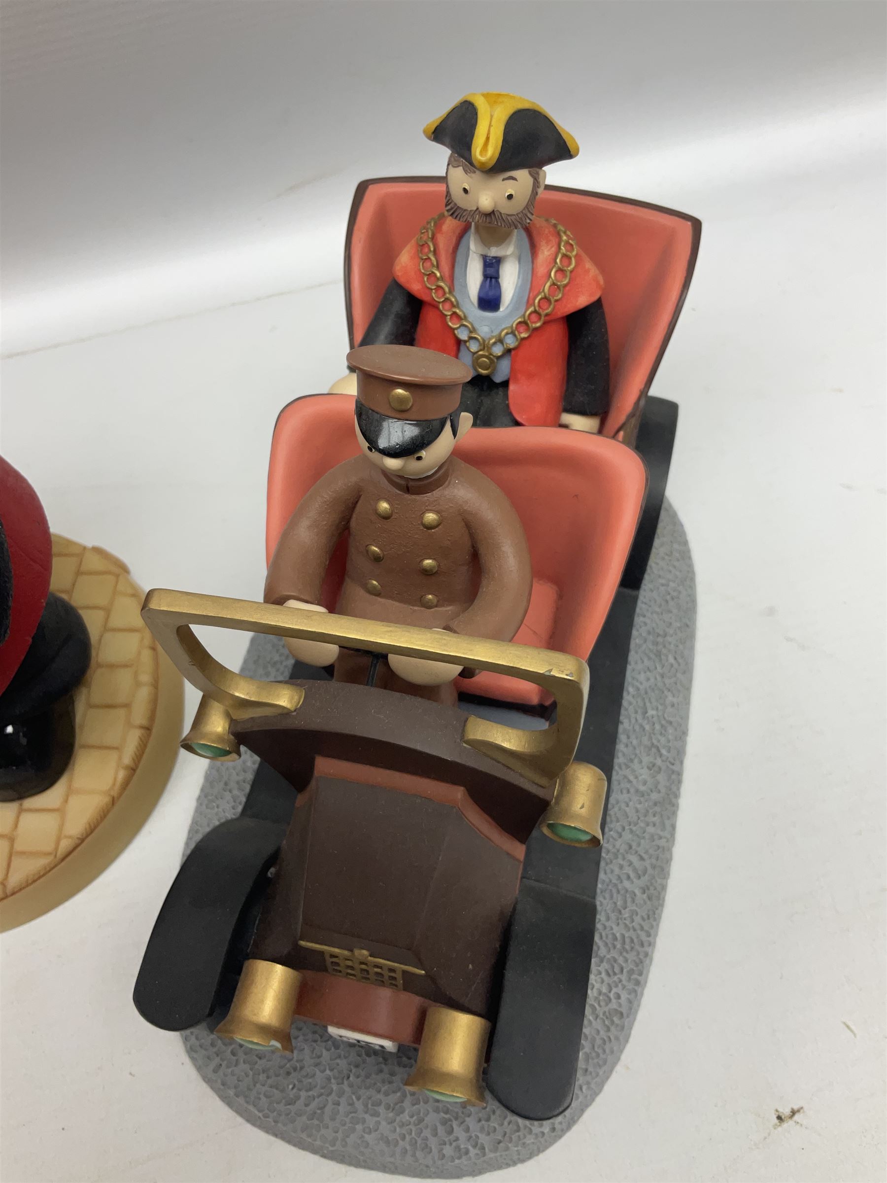 Ten Robert Harrop figures, comprising The World of Roald Dahl Mr Twit RD04 and The BFG RD03, boxed, The Camberwick Green Collection limited edition Mrs Honeyman CG04, The Mayor CGL04 and The Mayor and Philby in the Memorial Car CG68, The PG Chimps Collection Dolly PG003, boxed, Andy Capp by Reg Smythe Andy Capp AC01 and Flo AC02, boxed, and Country Companions English Setter CC21 and Flat Coat Retriever Fisherman CC13, boxed