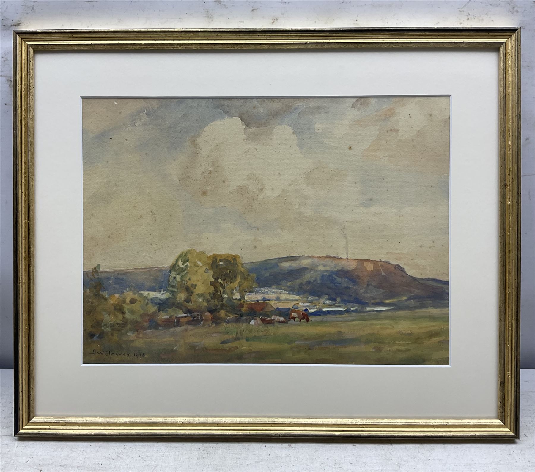 John William Howey (Staithes Group 1873-1938): 'Hambleton Hills - Thirlby', watercolour signed and dated 1923, titled in a later hand verso 26.5cm x 36cm