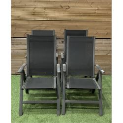 Set of four folding garden chairs in grey - THIS LOT IS TO BE COLLECTED BY APPOINTMENT FROM DUGGLEBY STORAGE, GREAT HILL, EASTFIELD, SCARBOROUGH, YO11 3TX