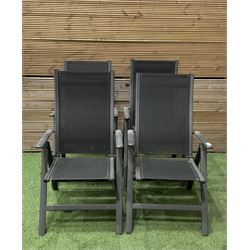  Set of four folding garden chairs in grey - THIS LOT IS TO BE COLLECTED BY APPOINTMENT FROM DUGGLEBY STORAGE, GREAT HILL, EASTFIELD, SCARBOROUGH, YO11 3TX