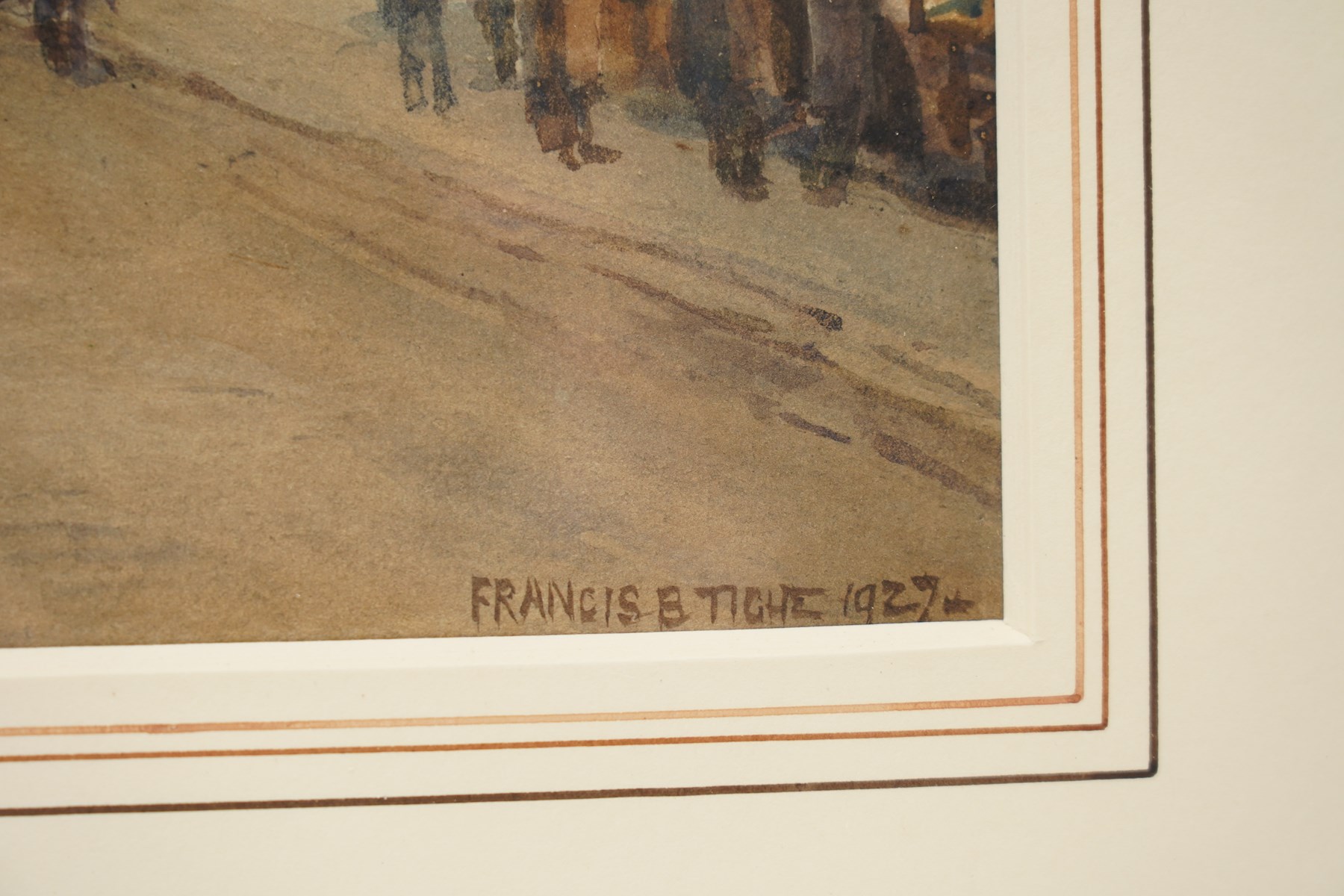Francis Browne Tighe (British c.1865-1936): 'Old Millgate' and 'Old Shambles - Manchester', pair of watercolours signed titled and dated 1927, in matching frames 34cm x 24cm (2)