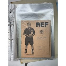 Collection of football memorabilia belonging and relating to the Hull based referee Frank Coultas, including 9ct gold Referee's medal for the 1957 Aston Villa v Manchester United FA Cup Final, inscribed 'The Football Association, F.B Coultas, F.A. Challenge Cup Competition, Final Tie 1957', hallmarked and in original case; the kit worn by him to referee the 1957 FA Cup Final and ephemera relating to the match including photographs, programmes and tickets; together with other football memorabilia collected by Frank Coultas, including programmes, photograph and ticket stubs, with some items relating to the 'Busby Babes'