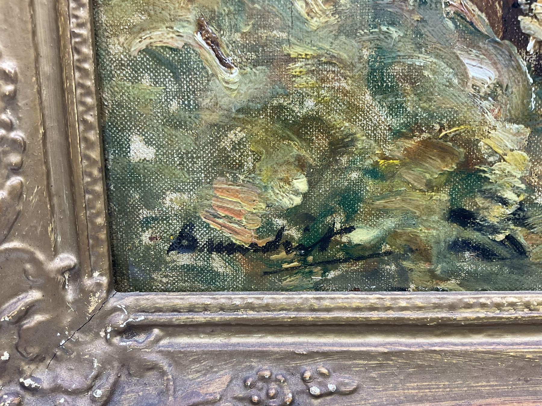 Reginald Grange Brundrit RA ROI (British 1883-1960): The River Wharfe at Loup Scar near Grassington, oil on canvas signed c.1924, 45cm x 60cm 
Provenance: en plein air preliminary study for a larger work dated 1924 hanging in the Cartwright Hall, Lister Park, Bradford