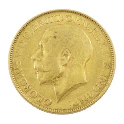 King George V 1918 gold full sovereign coin, Perth mint