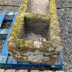 19th century two division stone trough, sloped scoop division - THIS LOT IS TO BE COLLECTED BY APPOINTMENT FROM DUGGLEBY STORAGE, GREAT HILL, EASTFIELD, SCARBOROUGH, YO11 3TX