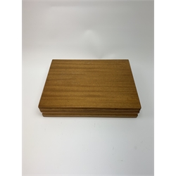 A canteen of bark effect stainless steel cutlery by Gerald Benney for Viners Studio, in a teak case. 