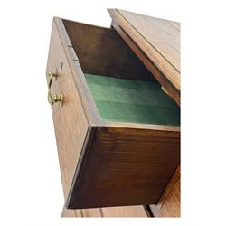 19th century oak chest, rectangular top over two short and three long drawers, on bracket feet