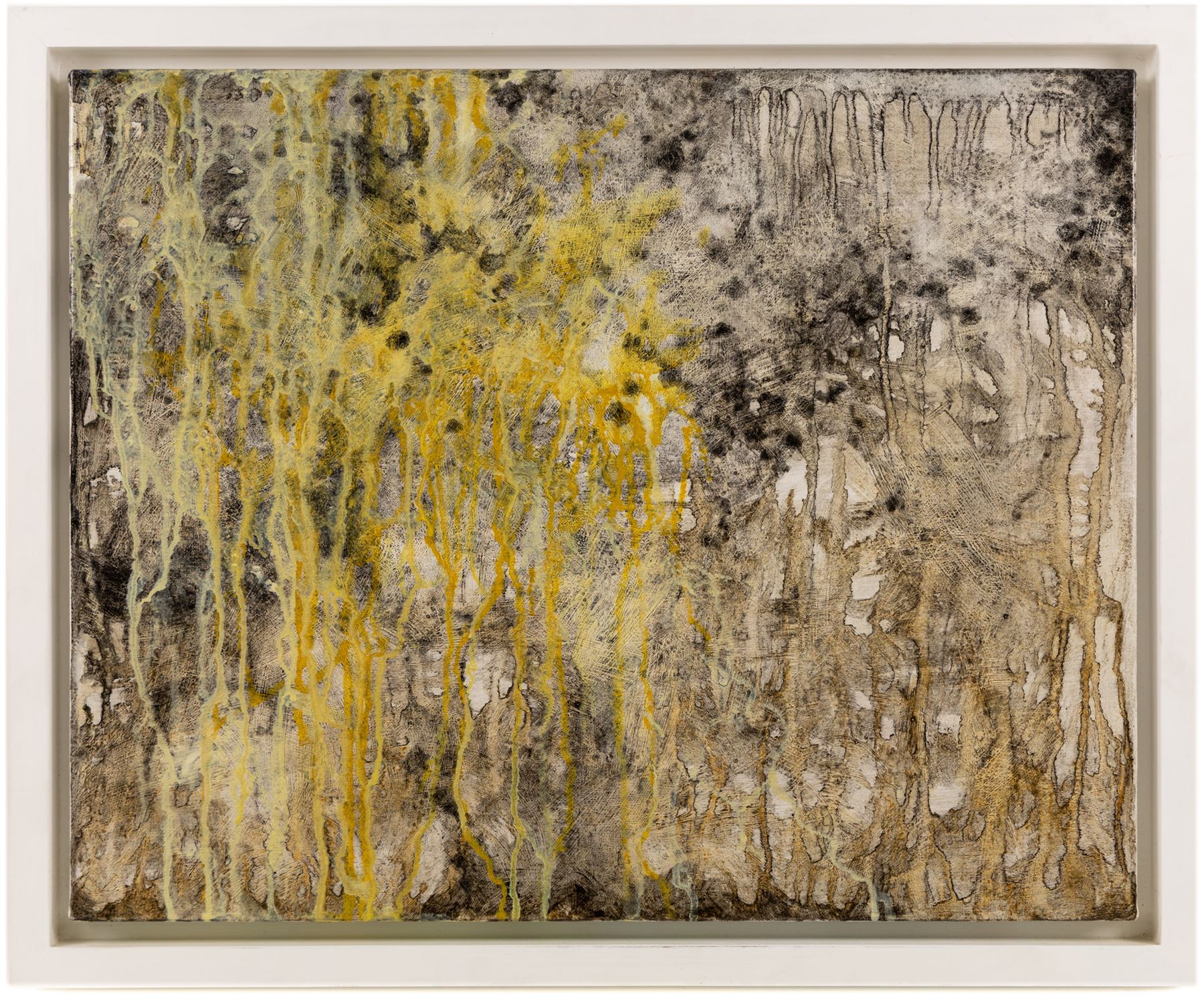 Richard Blades (Scarborough 1963-): 'Autumn's End', acrylic on linen, signed and titled verso 40.5cm x 51cm
