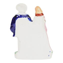 Rare 19th century Staffordshire pottery figure, modelled as Henry VIII and Anne Boleyn, Henry stood on the right and Anne left holding hands, H24.5cm
