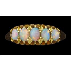 Early 20th century 18ct gold five stone opal ring