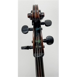  Early 20th century French Mirecourt cello with 76cm two-piece maple back and ribs and spruce top, bears label Michel-Ange Garini L123cm, in modern quality soft carrying case  